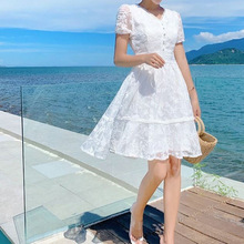 z仙女裙蕾丝连衣裙女夏2024新款夏季白色裙子女学生韩版网红小个