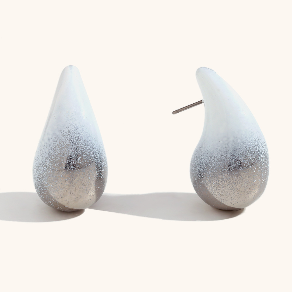 14g Weight Stainless Steel Ear Needle Material Ear Studs Classification 1 Pair Quantity Holiday, Daily Occasion Stainless Steel Material Water Droplets Pattern Women's Gender Plating Design Simple Style Style 1 Pair Simple Style Water Droplets Plating Stainless Steel Ear Studs 8