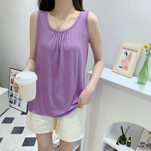 Loose Crepe Modale Summer Women's Plus Size Sleeveless Outerwear Versatile Base Top Sheath Thin Blouse