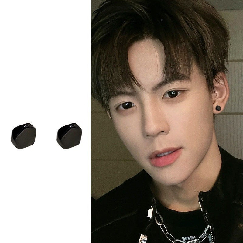 Minimalist Black Stud Earrings for Men, Trendy and Unique, New Style for Ear Piercing, Cool and Stylish