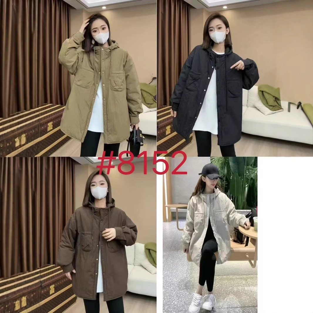 (2개) 가벼운면 패딩 재킷 여성의 가을과 겨울 2024 새로운 유럽 및 한국 상품 와이드 버전 셔츠면 패딩 코트 긴면 후드 코트