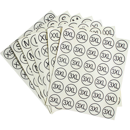 Circular Self-Adhesive Label for Clothing Size, Transparent Size Tag for Attaching to Clothes