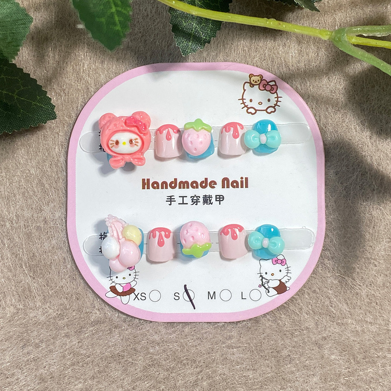 Children's Handmade Cartoon Kuromi Nail Stickers Toy Gift for 3-12 Year Old Girls' Nail Art Children's Handmade Cartoon Kuromi Nail Stickers Toy Gift for 3-12 Year Old Girls' Nail Art