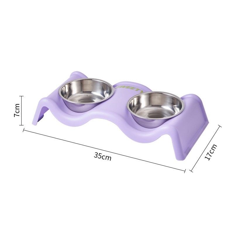 Pet de acero inoxidable doble tazón para gatos, tazón para perros, tazón para gatos, tazón para perros, anti-derrapante, anti-derribado, nuevo tazón para mascotas
