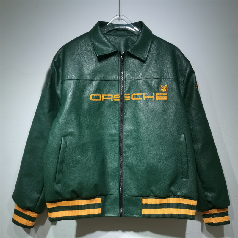 Cross-Border New Model F1 Ferrari Embroidered Racing Suit Loose Large Size Leather Jacket Casual Motorcycle Riding Jacket Cross-Border New Model F1 Ferrari Embroidered Racing Suit Loose Large Size Leather Jacket Casual Motorcycle Riding Jacket