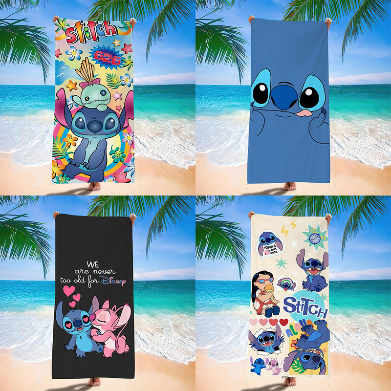 European and American Cross-Border Stitch Beach Towel Microfiber Kidsren's Type a Quick-Drying Bath Towel Quick-Drying Absorbent Large Hair