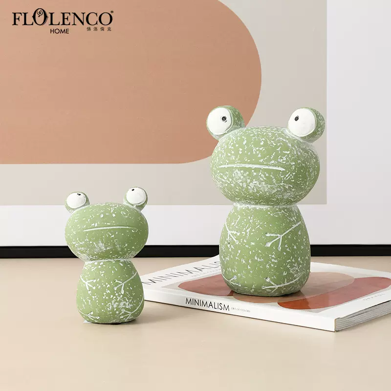 北欧简约趣味卡通大眼萌蛙小摆件样板间电视柜儿童房桌面创意饰品