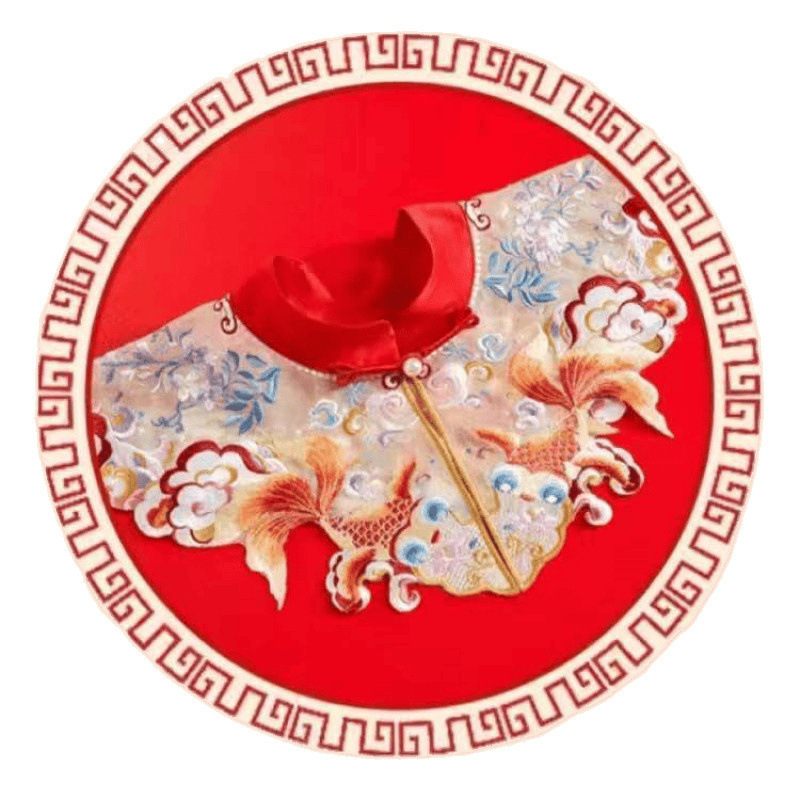 夏款蚕丝爬服中式丝绸刺绣宝宝满月百天红连体衣真丝抓周岁宴礼服|undefined