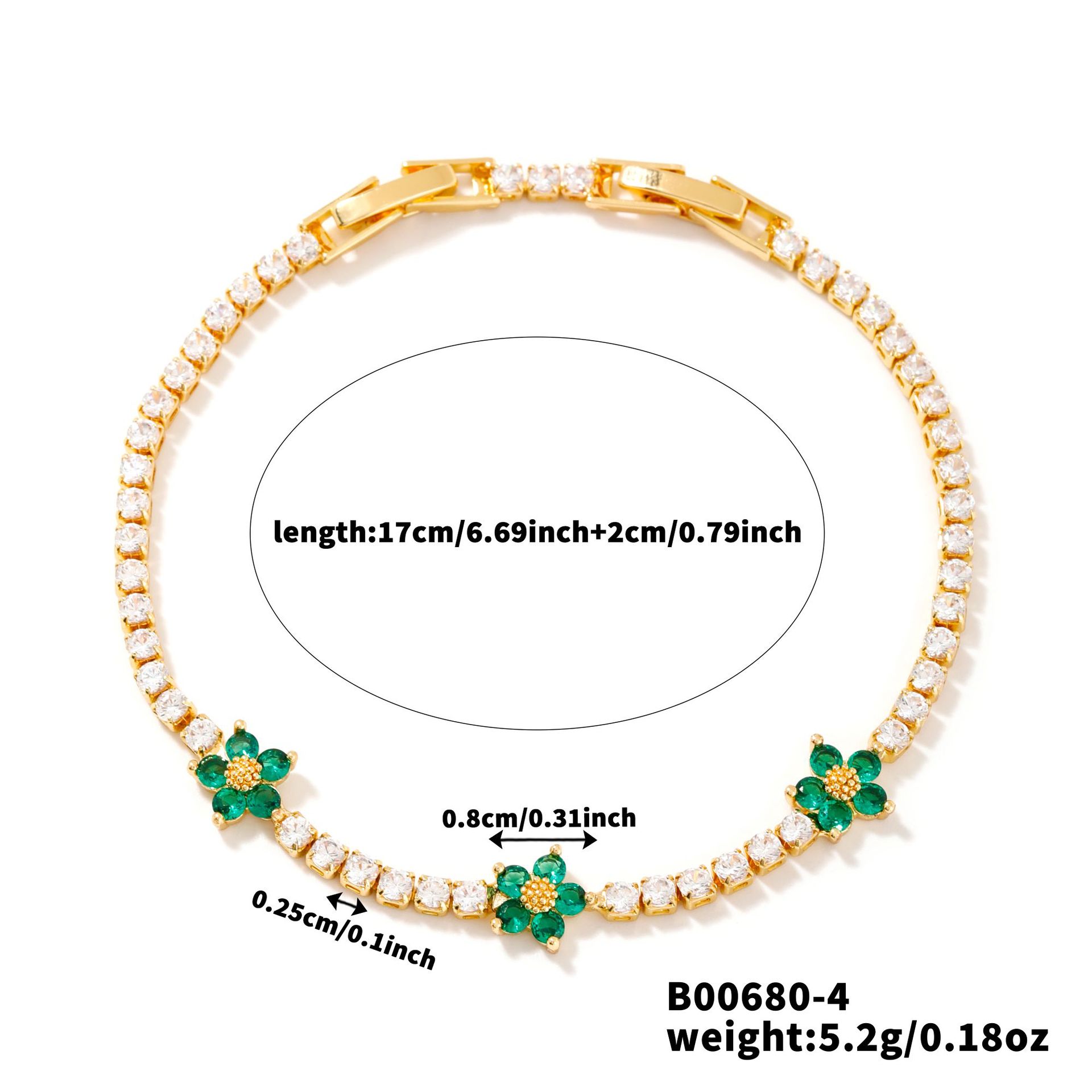 All Seasons Season Wholesale Jewelry Sweet Flower Copper Tennis Chain Bracelets