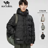 Camel HJCAMEL пуховик для мужчин зимой утолщенные белые утки с капюшоном короткий сплошной цвет повседневный прилив красивый