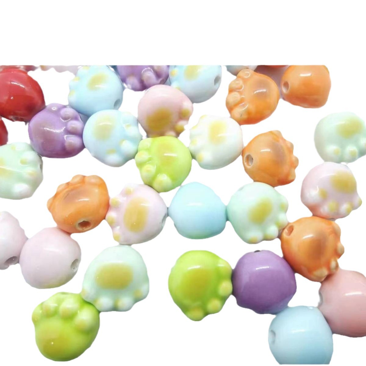 Cute garra de gato esmaltado cuentas de cerámica collar de cuentas sueltas colgante de pulsera hecha a mano DIY accesorios materiales de joyería