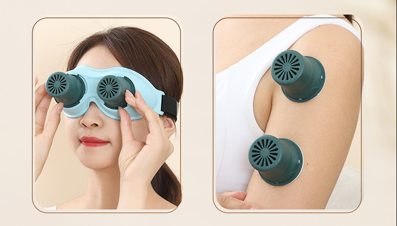 Silicone Eye Moxibustion Device Heat Therapy Massage Steaming Tool for Home Use Adults and Kids in use