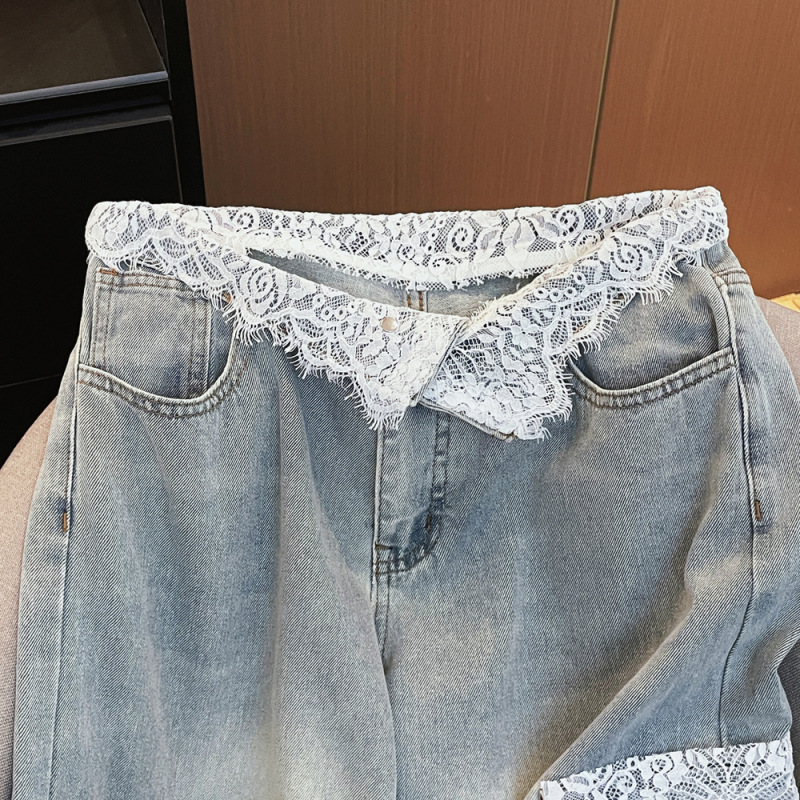 广州十三行高货爆款~女神高腰直筒宽松显瘦阔腿工装牛仔长裤子女|undefined