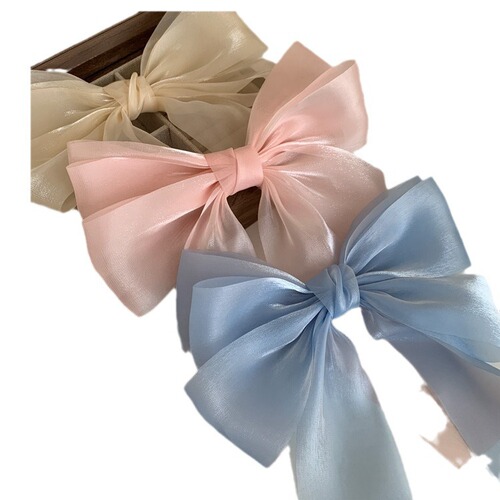 Cream-colored sweet desire mesh butterfly clip hairpin, fairy-like top clip at the back of the head, girl's hair clip hair accessory  spring clip