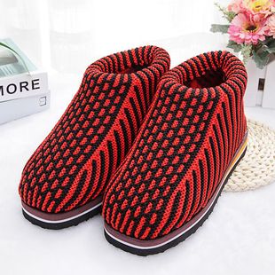 Handmade Children's Cow Sole Woolen Cotton Shoes for Women, Finished Winter Couple's Home Indoor Elderly Non-Slip Warm Men's Shoes