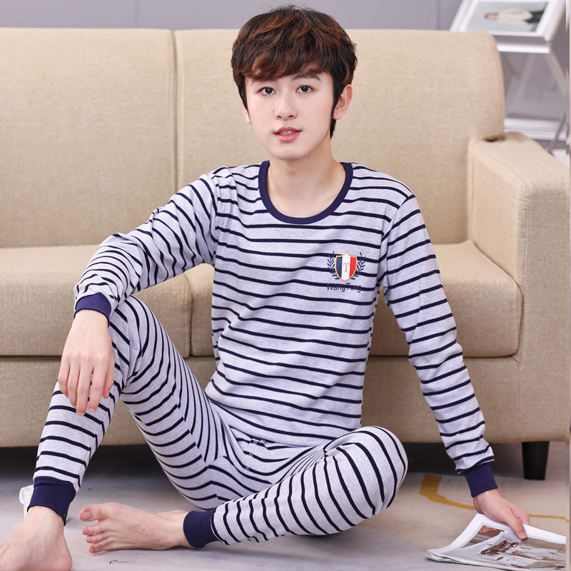 Ropa de otoño para jóvenes pantalones largos conjunto de algodón mediano y niños grandes ropa interior cálida para niños suéter de algodón suéter de los hombres pantalones de algodón
