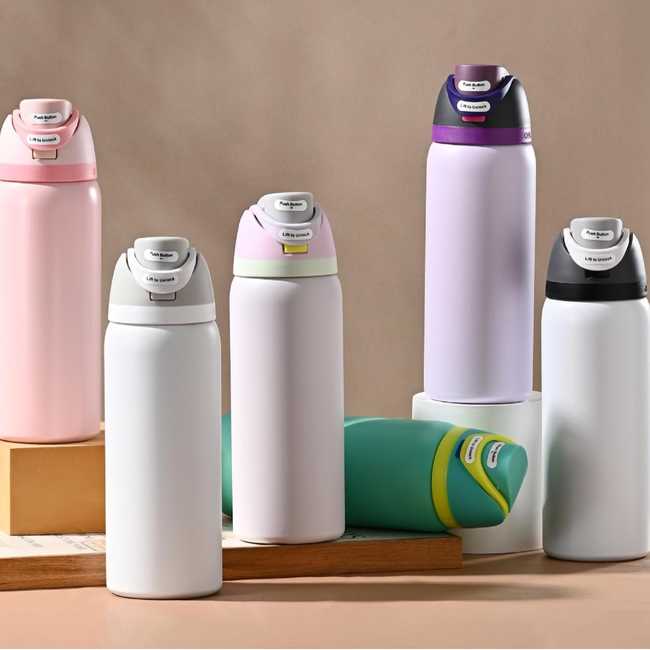 Vaso Aislado de Acero Inoxidable 304 Estilo Owala de Amazon con Asa, Botella de Agua Deportiva, Vaso de Doble Uso, Vaso para Agua, Regalo