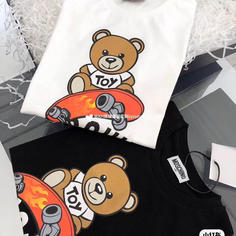 クロスボーダーヨーロッパとアメリカのトレンドブランド春夏新作ラウンドネックプルオーバー親子ベアTシャツ半袖カップルスタイル|undefined