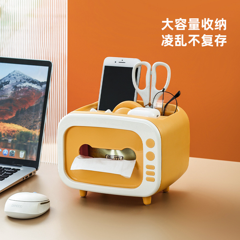 Jalea color TV caja de pañuelos lindo creativo hogar escritorio almacenamiento caja de pañuelos caja de almuerzo de almacenamiento de control remoto