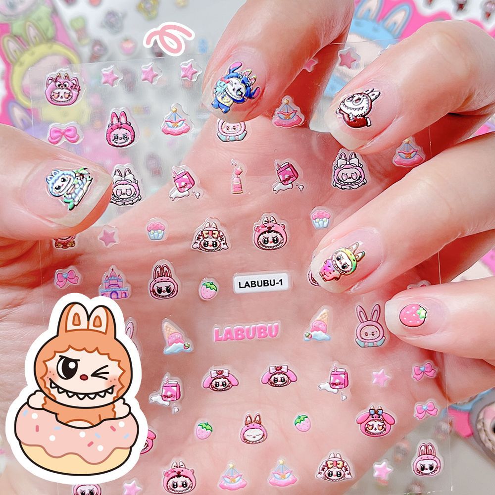 可爱拉布布5D夜光美甲贴纸浮雕立体mini手账手机装饰贴卡通指甲贴