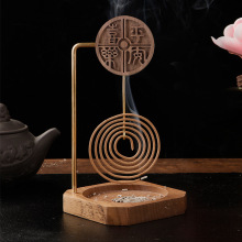 盘香炉家用室内禅意雅致八边形胡桃木平安喜乐香薰炉茶道桌面摆件