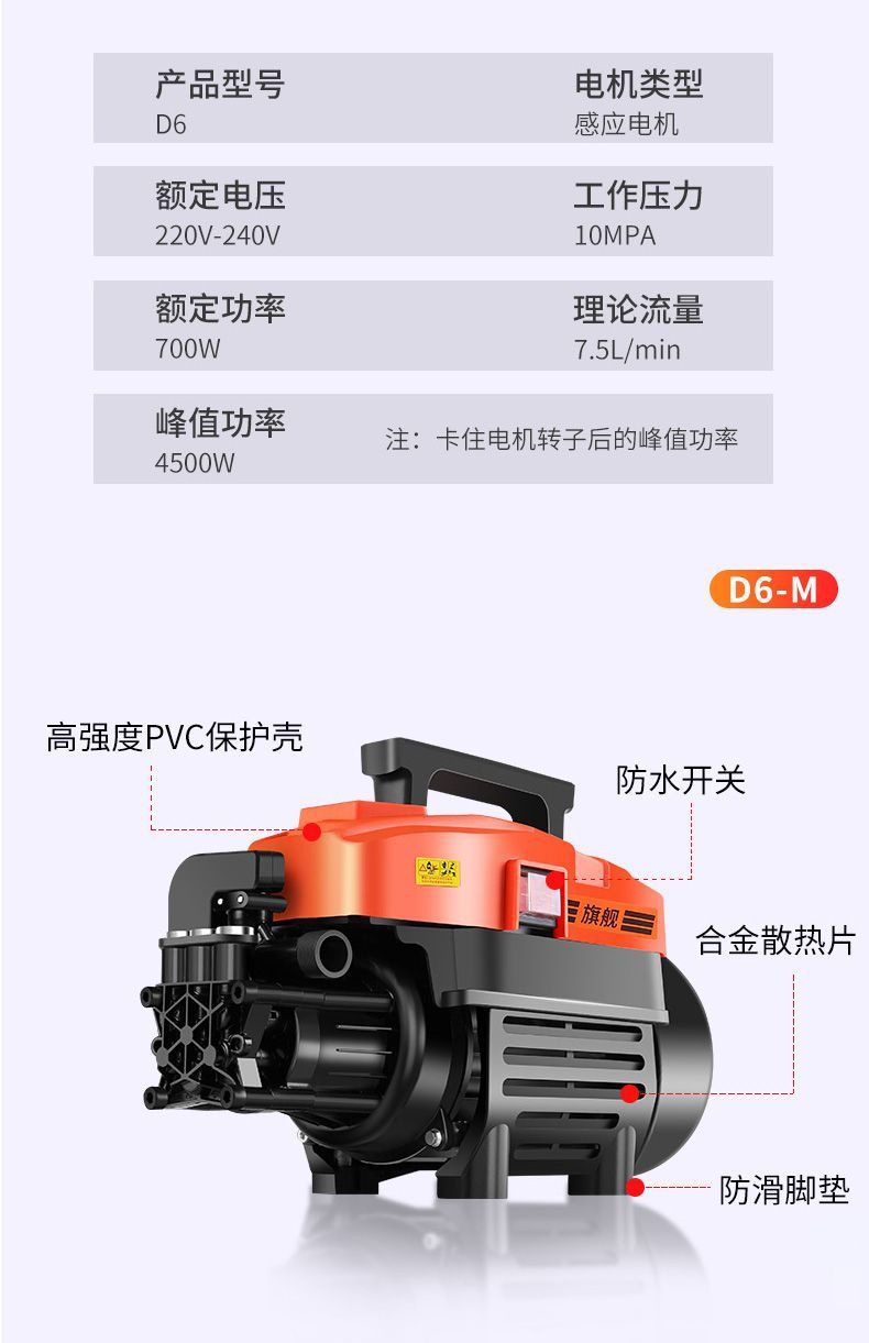 High-Power Car Washing Machine Portable High-Pressure Car Washing Machine Household 220V Fully Automatic Washing Machine Car Washing Machine Car Washing Pump
