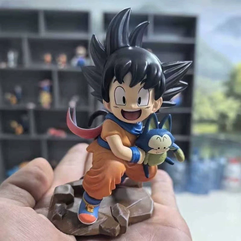 Фигурка Dragon Ball GK — сцена детства: маленький Гоку обнимает Пуля, деревянная чайная спутница, настольная модель-украшение, анимационный подарок