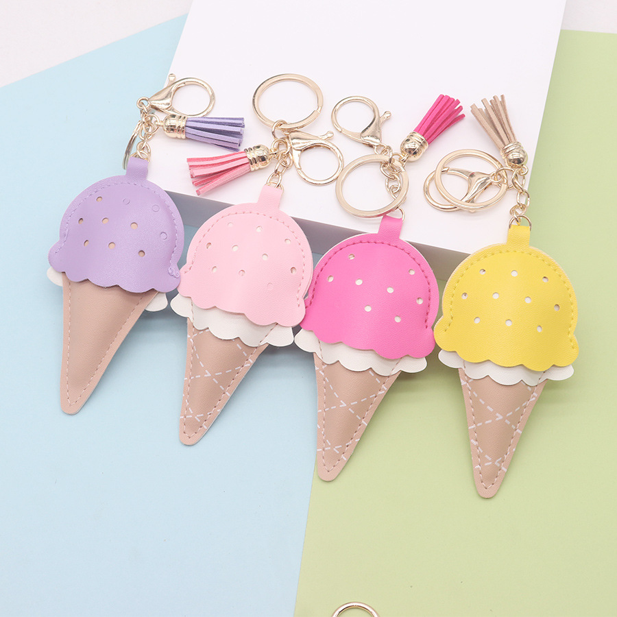 Creativo helado bolso de cuero colgante llavero helado dulce lindo colgante de cuero colgante mochila decoración