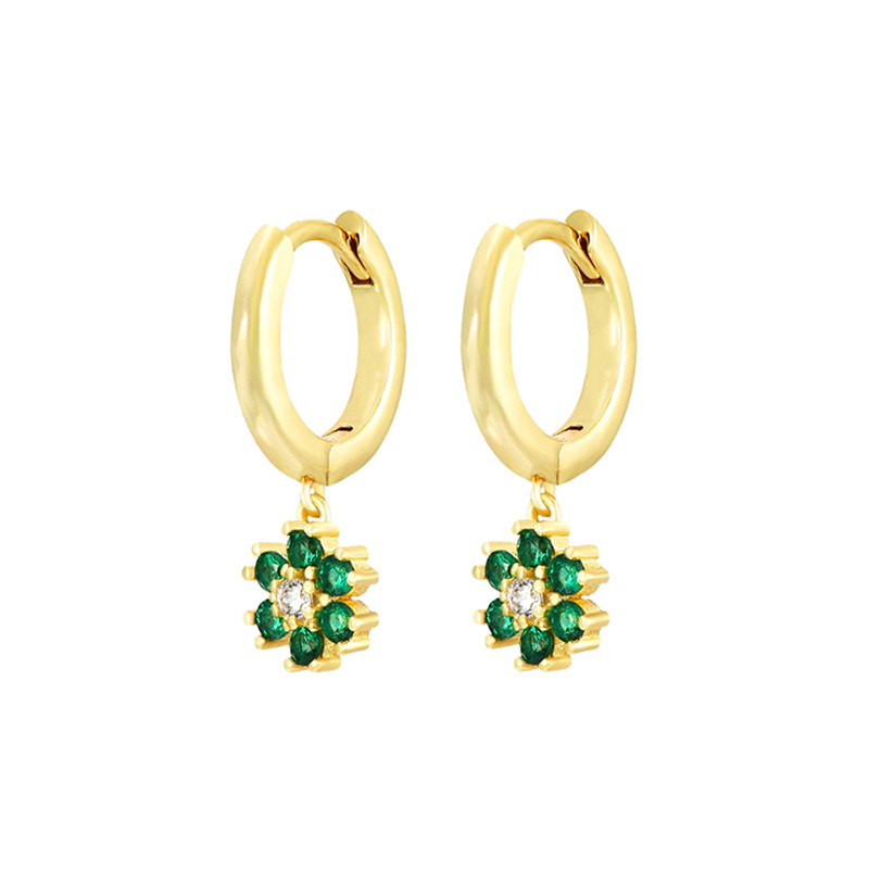 3g Weight Copper Ear Needle Material Zircon Inlay Material Drop Earrings Classification 1 Pair Quantity Holiday, Daily Occasion Copper Material Flower Pattern Women's Gender Inlay Design Simple Style, Classic Style Style 1 Pair Simple Style Classic Style Flower Inlay Copper Zircon Drop Earrings 5