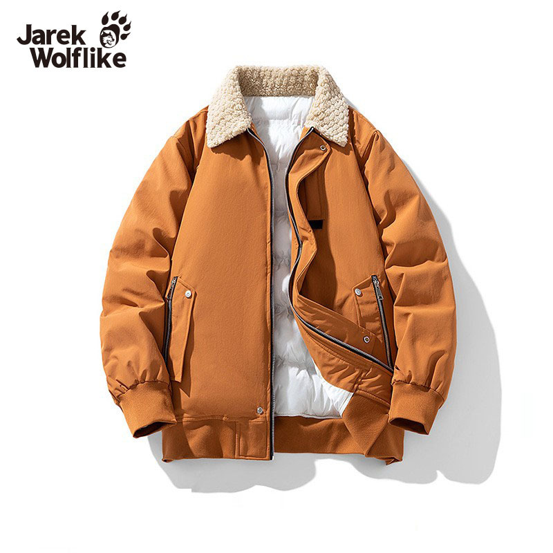 SENTINEL WOLF CLAW DOWN COTTON-PADDED JACKET MENS WINTER 카키 COTTON-PADDED JACKET LAMB FLEECE LAPEL 남성용 따뜻한 코튼 패딩 재킷
