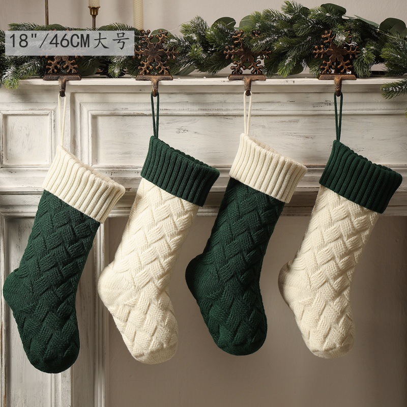 New Amazon Knitted Christmas Socks Gift Bags Home Decoration Supplies Wool Christmas Decoration Mats Large Size