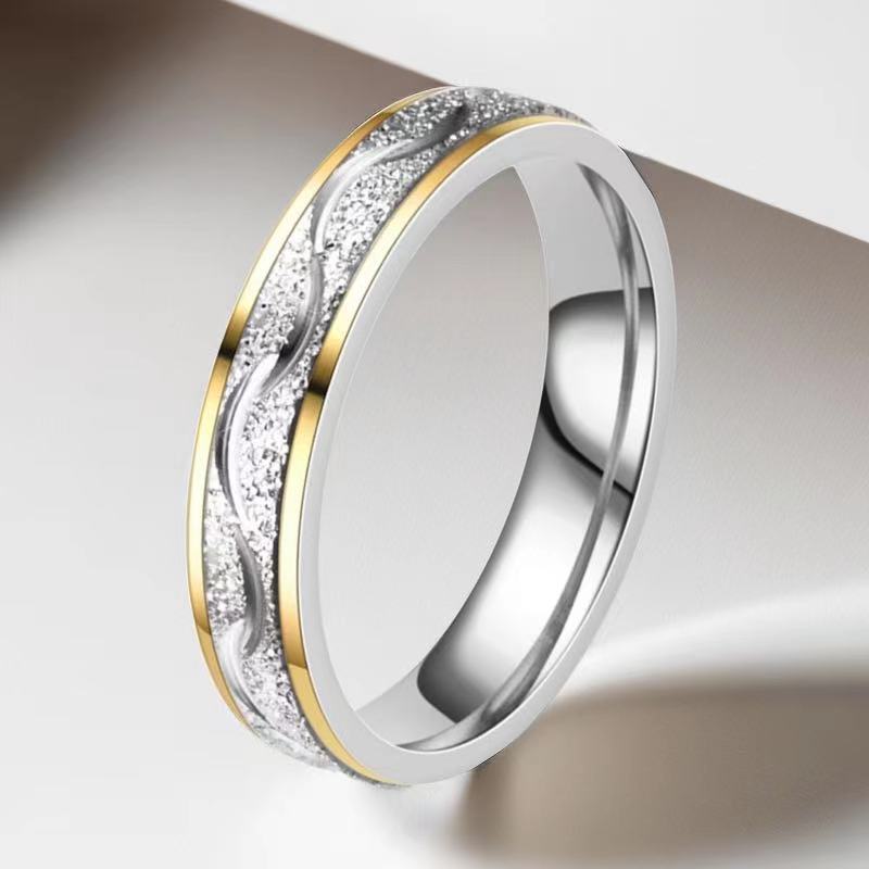 Couple Gender Wholesale Jewelry Simple Style Geometric Titanium Steel Zircon Mixed Metal Plating Rings