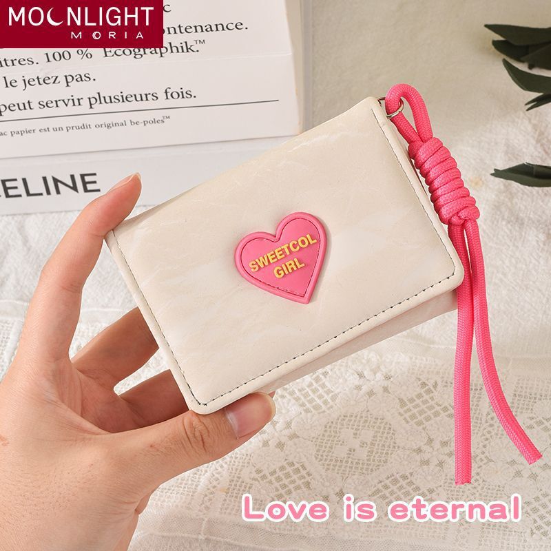 New Cute Love Cartoon Girls Short Wallet Sweet Card Holder Korean Snap Coin Purse 70% off Card Holder