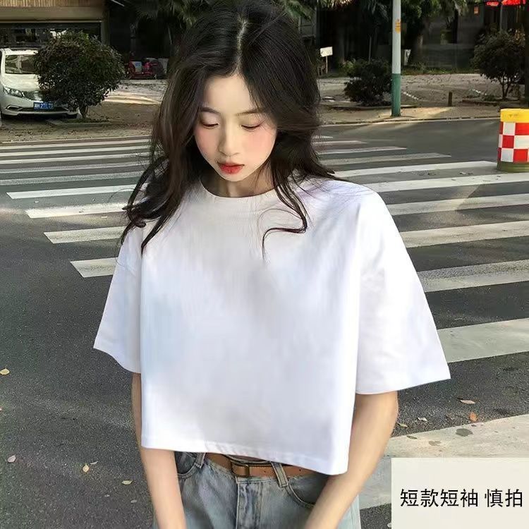 プラスサイズの女性のお腹カバー右肩痩身半袖シャツ女性の夏の少し太い mm 多用途ルーズベビードールトップ|undefined
