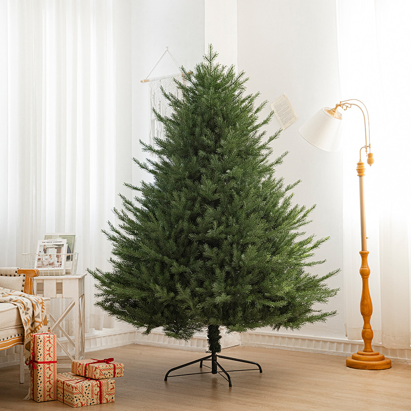 Hoja de PE puro lujoso cifrado luminoso árbol de Navidad conjunto de decoración de sala de estar casera decoración de gran tamaño decoración de piso