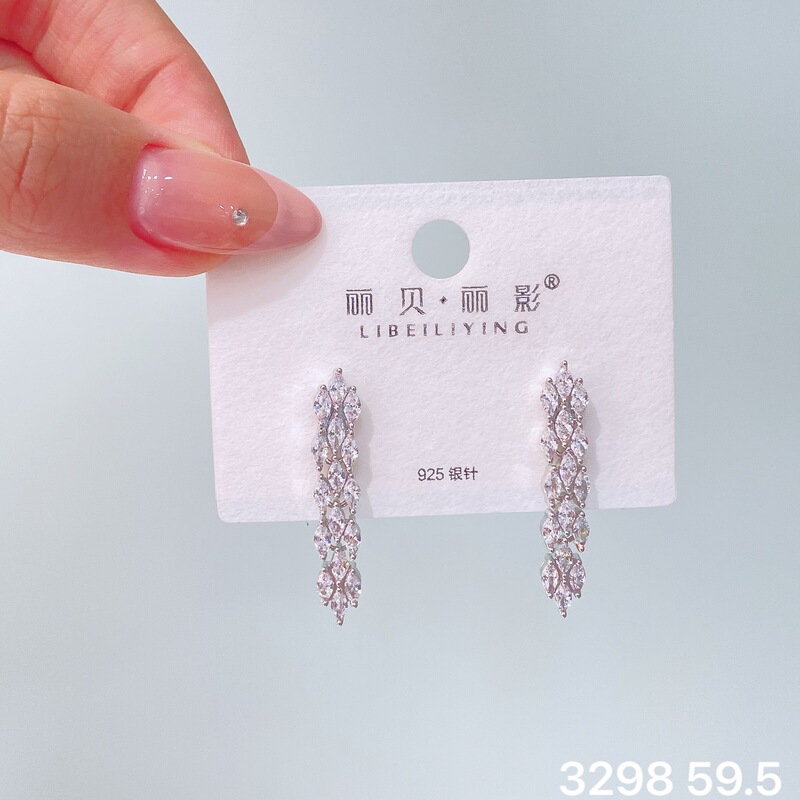丽银丽贝丽影新款欧美时尚超闪锆石耳钉气质名媛风高级感轻奢耳饰|undefined