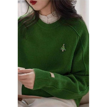 2023新款慵懒风圣诞节穿搭绿色针织内搭气质厚毛衣女款冬季小个子