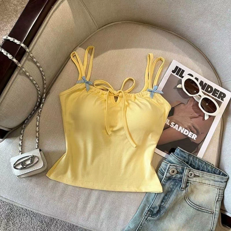 Чистый ветер горячая девушка белая шнуровка с бантом подтяжка маленькая жилет женщина с нагрудным ковриком