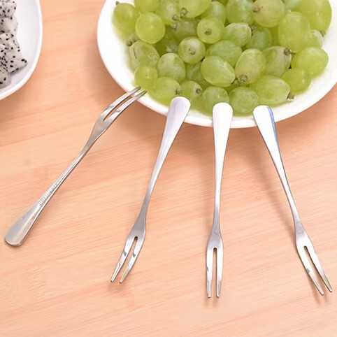 Stainless Steel Thickened Solid Color Fruit Pick, Pastry Cake Fork, Mooncake Sharing Fork_voghion.com