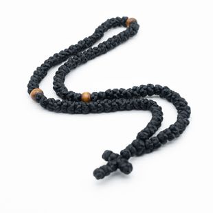 Orthodox Prayer Hand Rope Hand Woven 100 Knot Rosary Prayer Necklace Adjustable Wooden Beads Bracelet 33 Knot