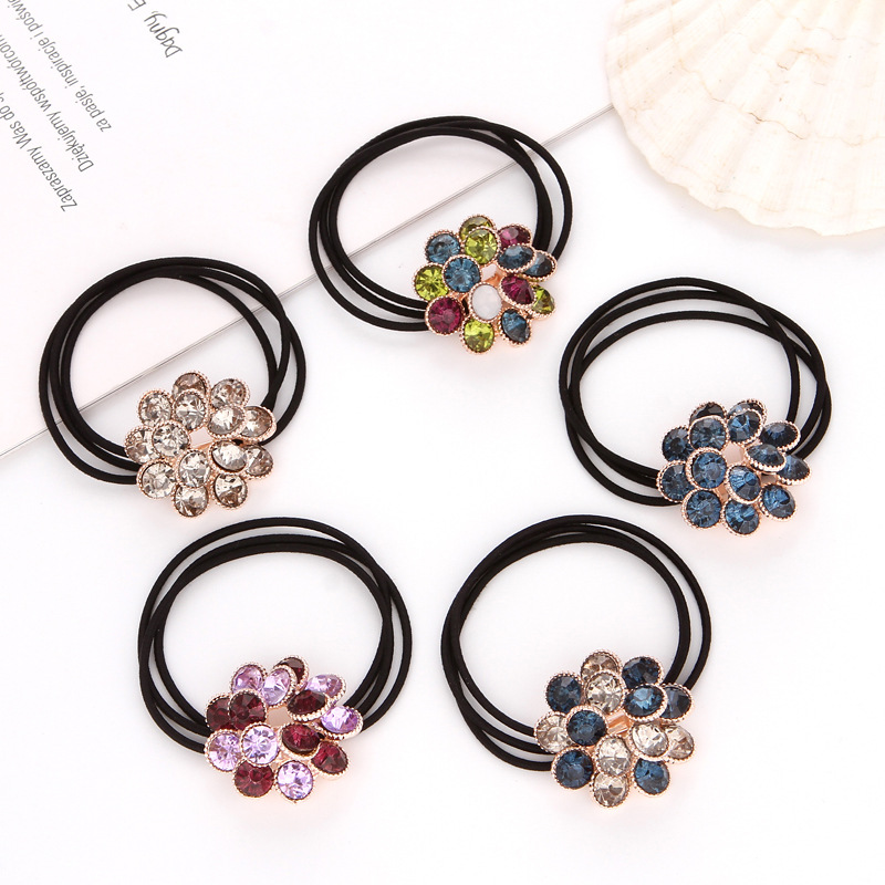 韩国水钻发圈成人花朵发绳简约皮筋个性头绳小清新马尾森女系头饰