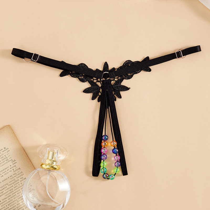 Sexy Underwear for Women, Colorful Pearl Underwear, Fully Transparent, Tempting European and American Cross-Border Thongs