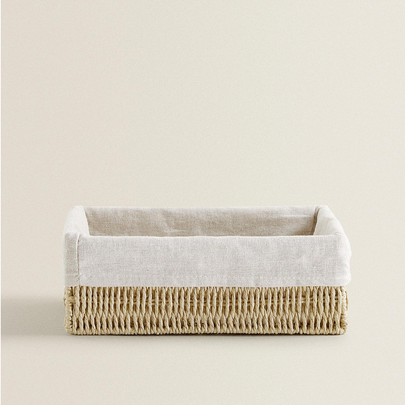 Caja de almacenamiento de cosméticos de escritorio cesta de tejido mesa de té cesta de aperitivos con cubierta caja de almacenamiento de ropa interior