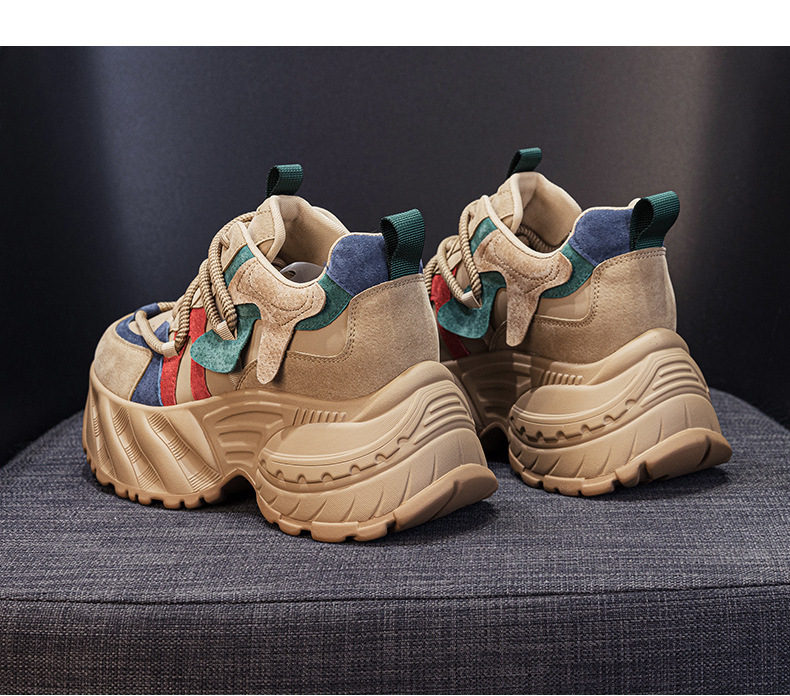 Giày sneaker nữ đế dày phong cách retro mùa thu 2025, tăng chiều cao — M2955 màu đen, M2955 Kaki chi tiết 21