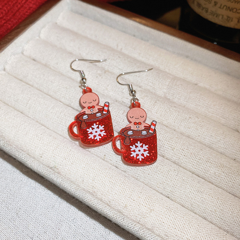 1 Paire Mignon Maison De Noël Émail Arylique Boucles D'oreilles display picture 17