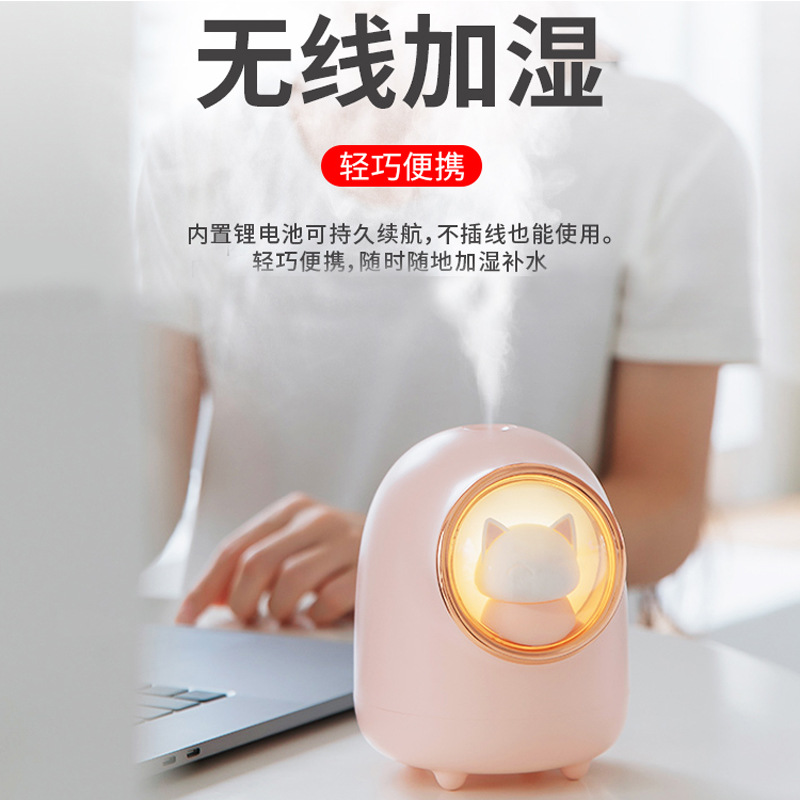 Transfronterizo creativo espacio cápsula humidificador M08 ardilla Linda mascota Mute USB atmósfera luz humidificador de aire del coche
