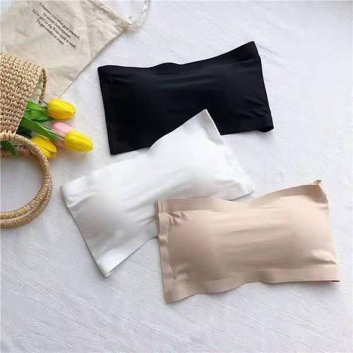 Ice silk anti-exposure breast-wrapped underwear women's tube top vest style beautiful back sexy strapless one-piece bra summer