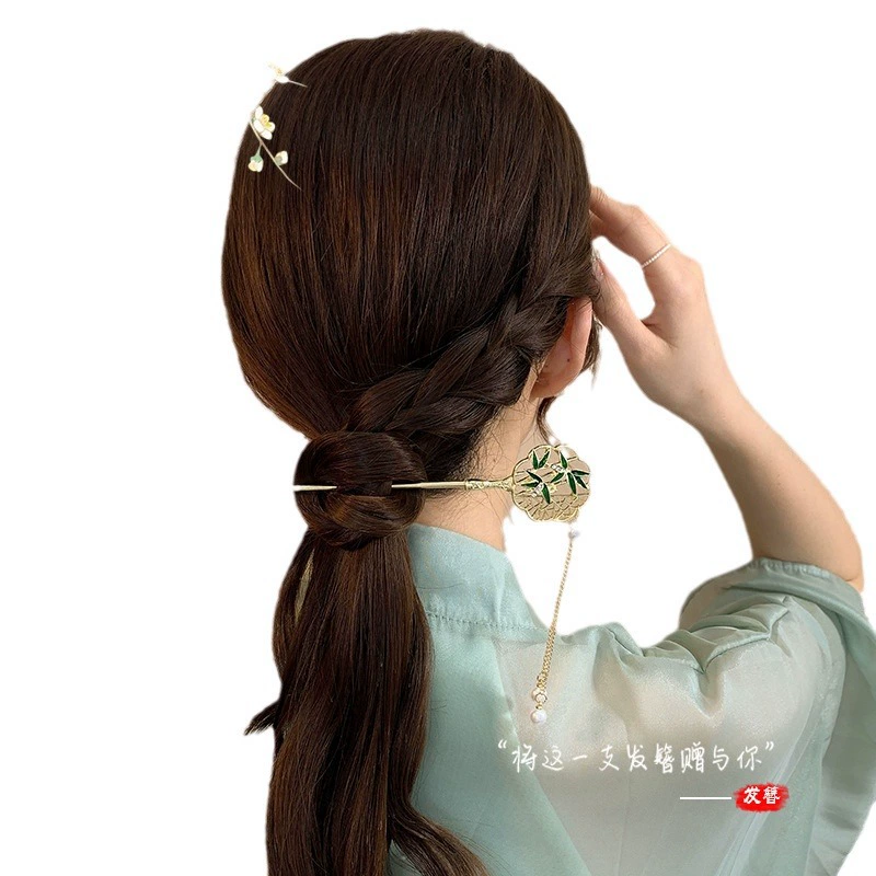 З Chinese hairpin with tassels, universal Hanfu, cheongsam, hairgrip, hair accessory, flowered, high-quality style