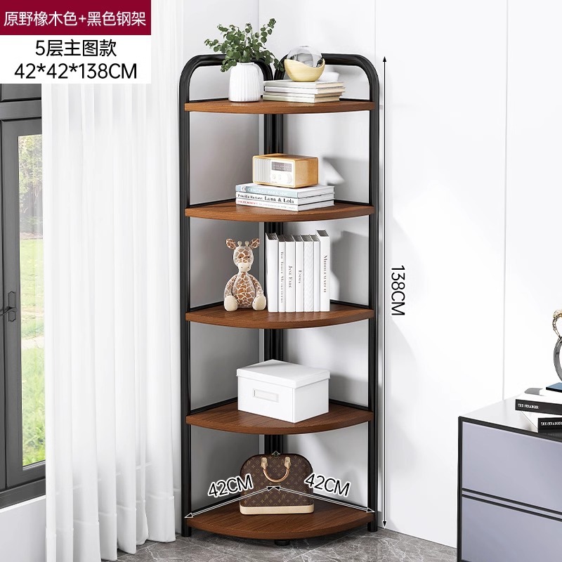 Estante de escritorio estante de almacenamiento simple de esquina de escritorio estante de almacenamiento de esquina de pared de esquina doméstica pequeño estante de libro triángulo acabado