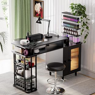 Nail Tables Manicure Technical Table with Dust Collector and Charging Station Length Adjustable Nail Station with Detachable